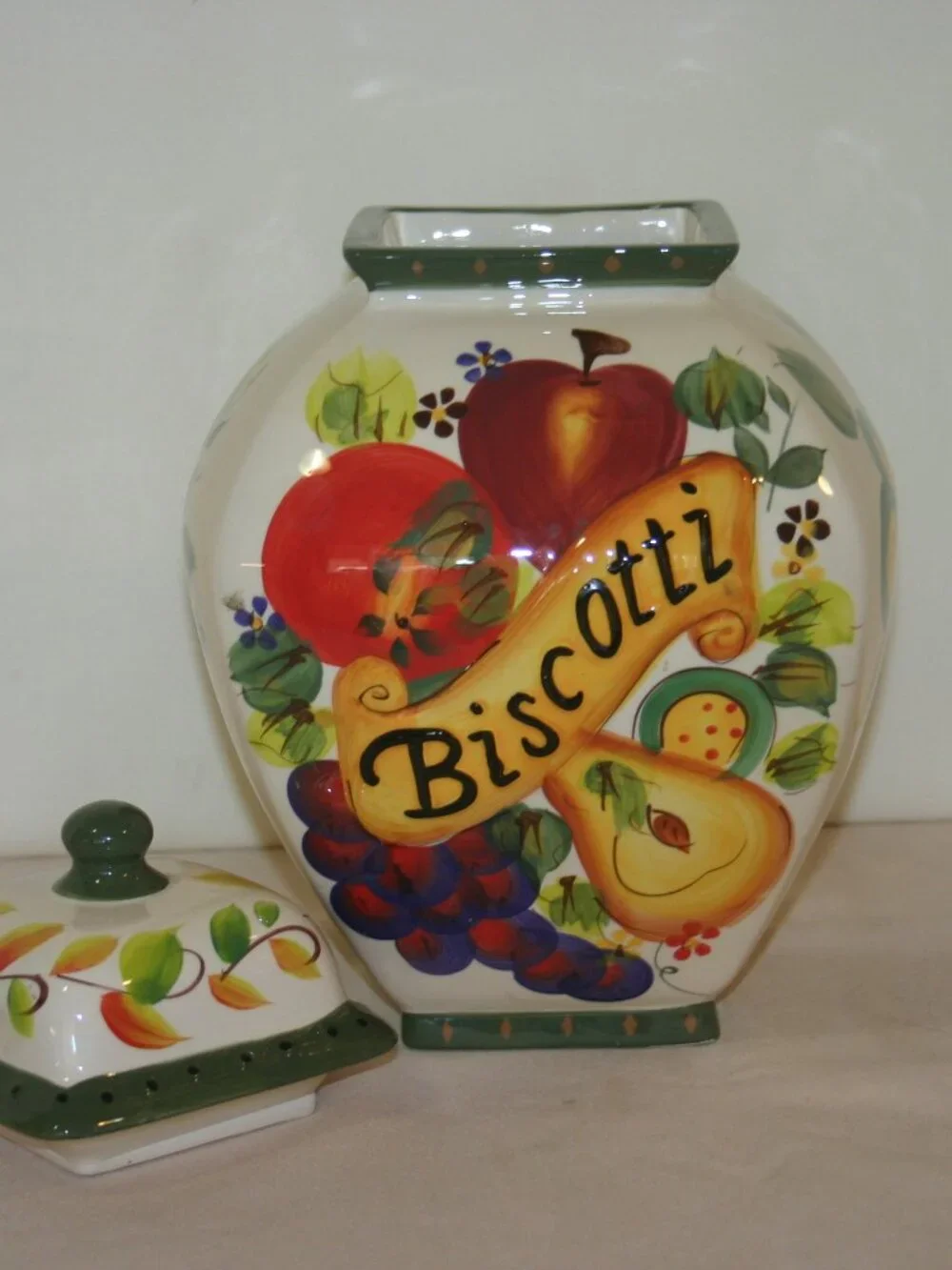 BISCOTTI Large Hand Made for Nonni's Canister Cookie Jar B-326